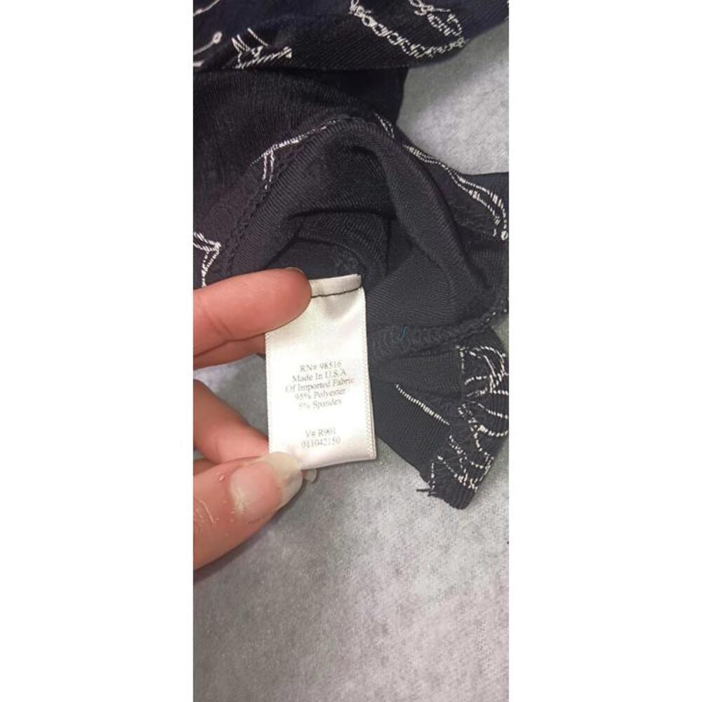 Coldwater Creek Short Sleeve Blouse Womens Size Small Black White Line Flower... - Picture 9 of 11